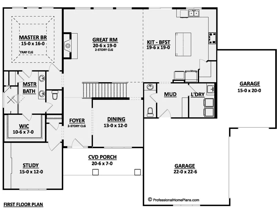 The Cascade main level floor plan
